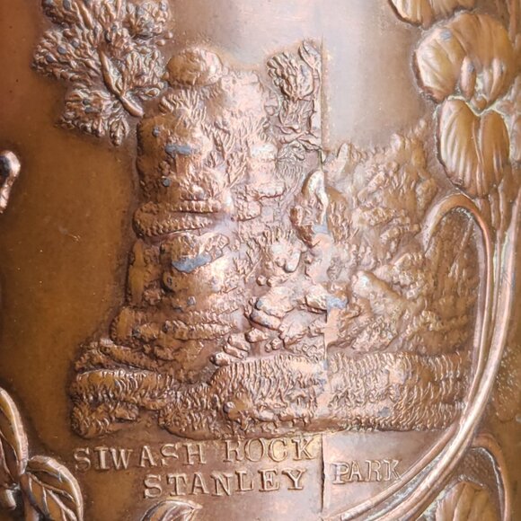 Antique "Souvenir of Vancouver BC" Copper Cup Stanley Park Waterfront CPR Depot - Picture 10 of 16